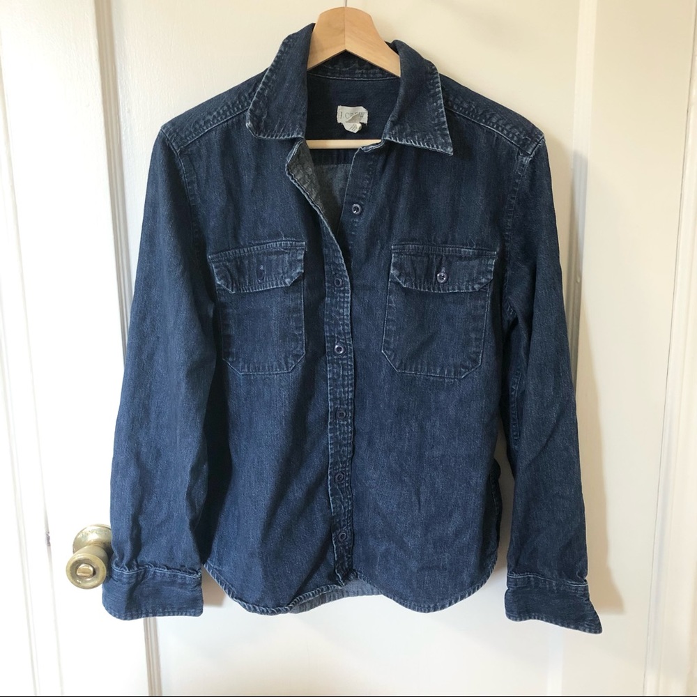 J. Crew dark denim button down shirt size M